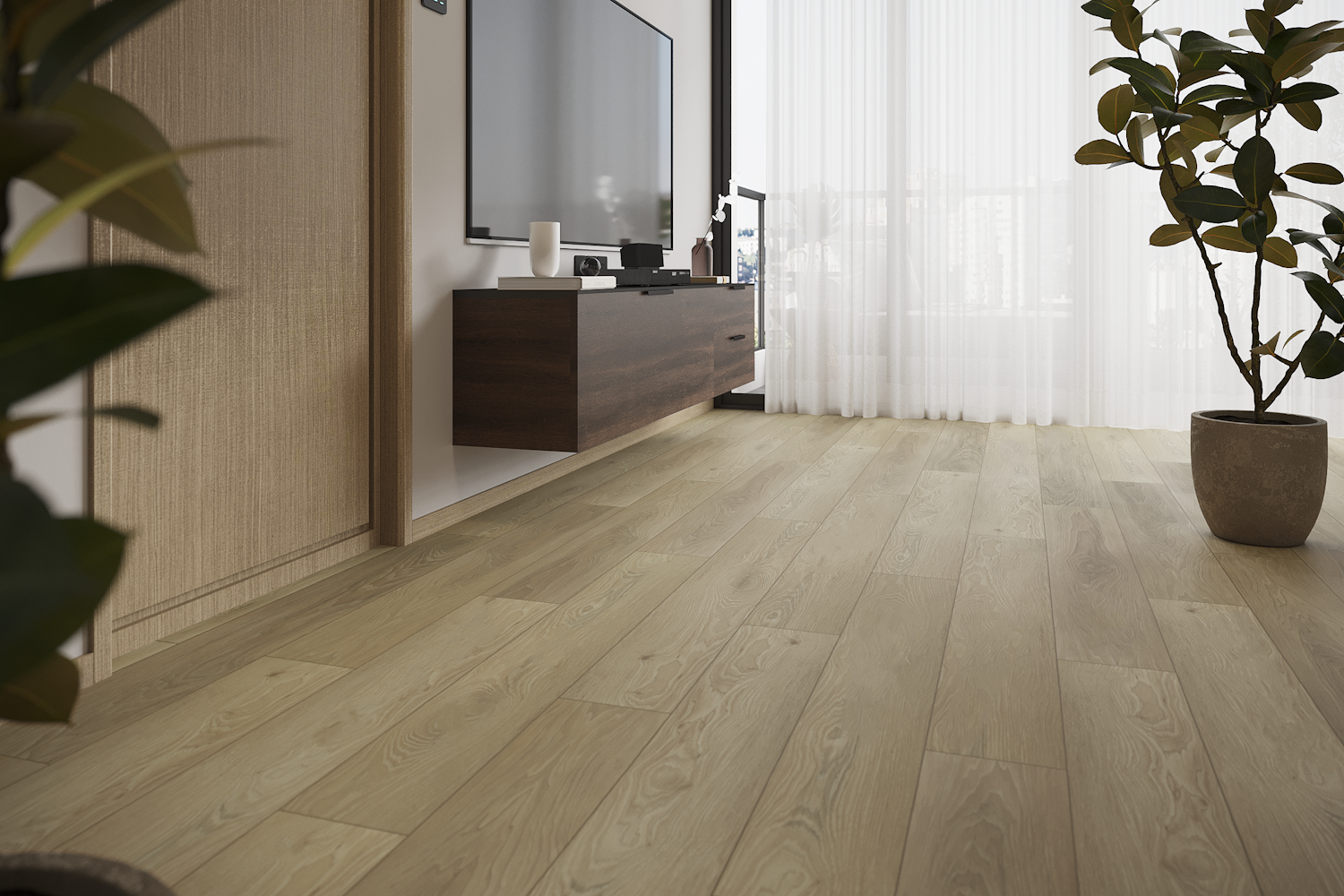 Кварцвиниловая плитка Art East замковая Art Tile Click Тис Юге 45-02-ATC 1220×180×4 фото в интерьере